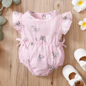 0-12M Baby Girl Rompers Flying Sleeve Drawstring Print Triangle Wholesale Baby Clothes KCL519307