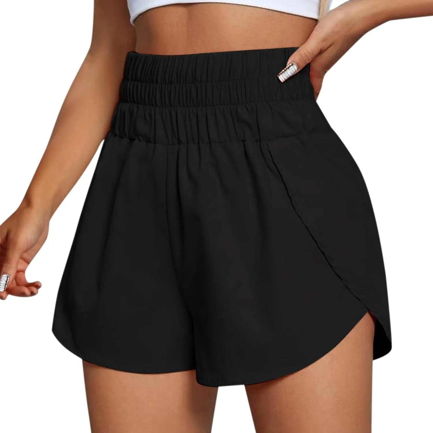 2 in 1 High Waisted Running Shorts for Women 3" Split Breathable for Athletic Tennis Gym Workout with Pockets