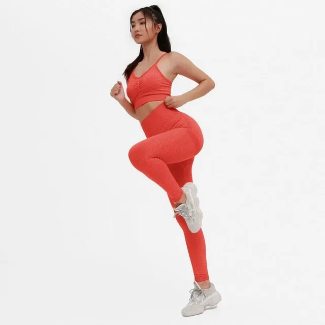 2 Piece Seamless Yoga Set Solid High Waisted