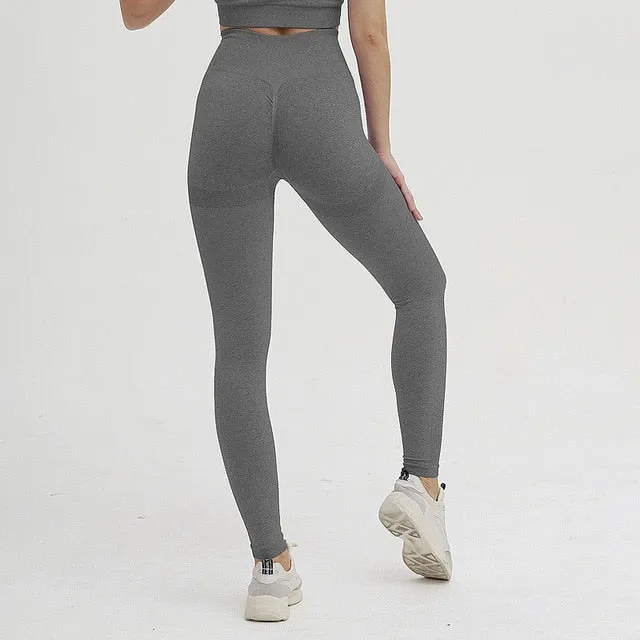 2 Piece Seamless Yoga Set Solid High Waisted
