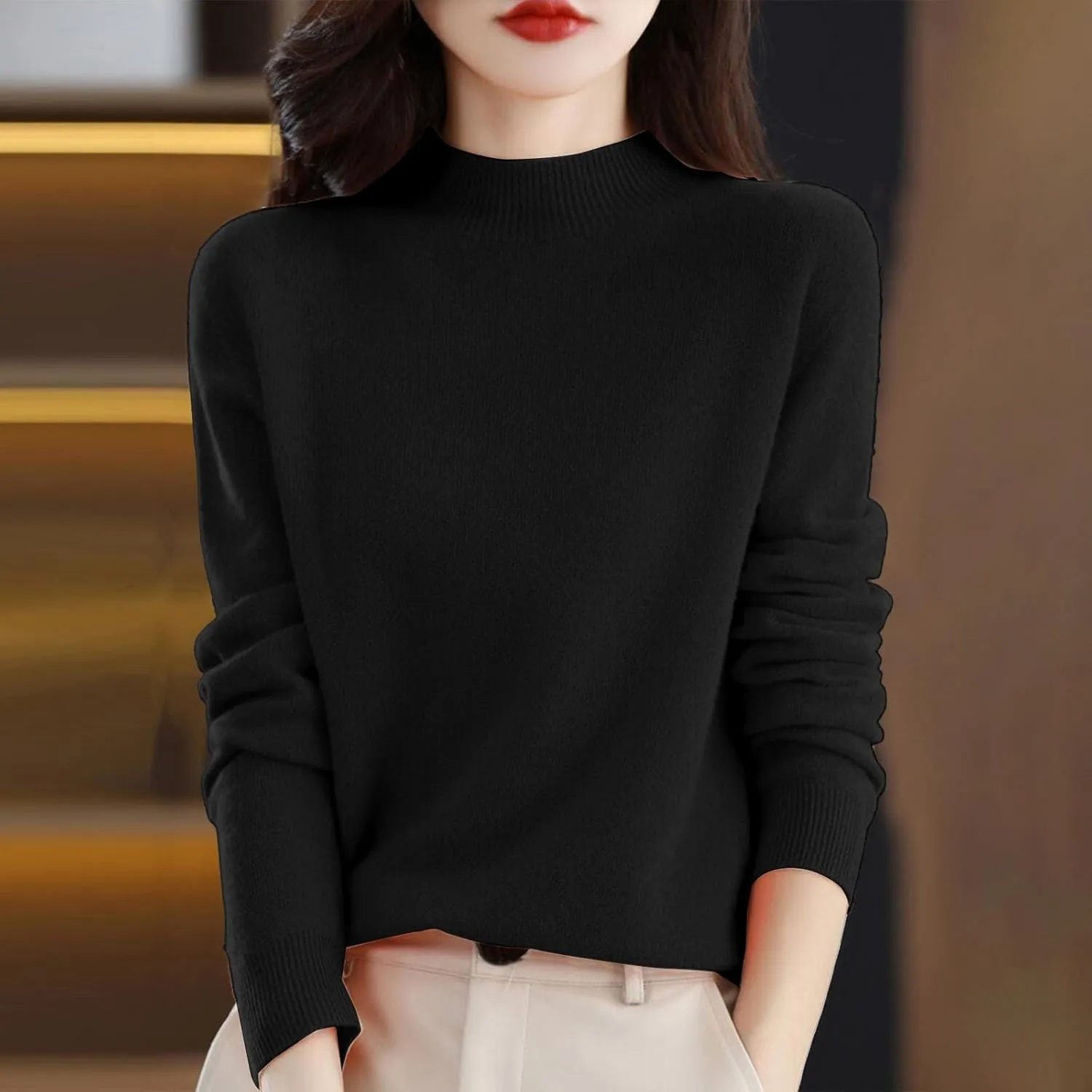2025 Cashmere Sweaters for Women Comfort Pullover Sweaters Casual Crewneck Sweater Dressy