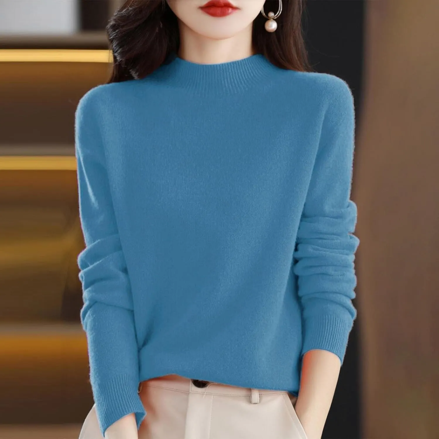 2025 Cashmere Sweaters for Women Comfort Pullover Sweaters Casual Crewneck Sweater Dressy