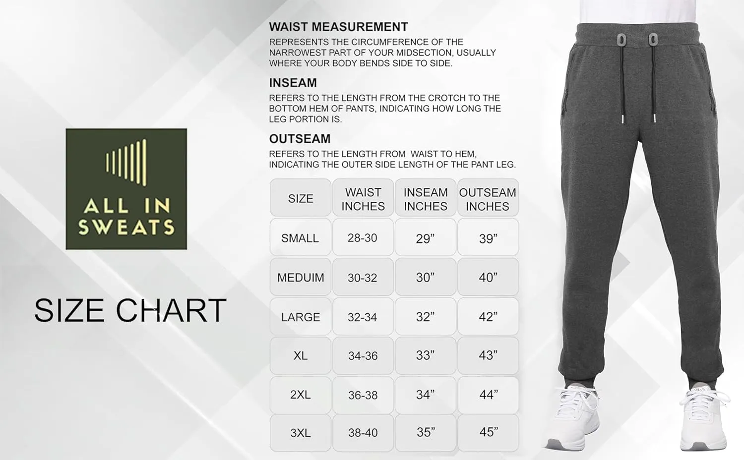 3 Pack Fleece Joggers for Men - Workout Mens Sweatpants with Zipper Pockets & Drawstring - Active Sweat Pants