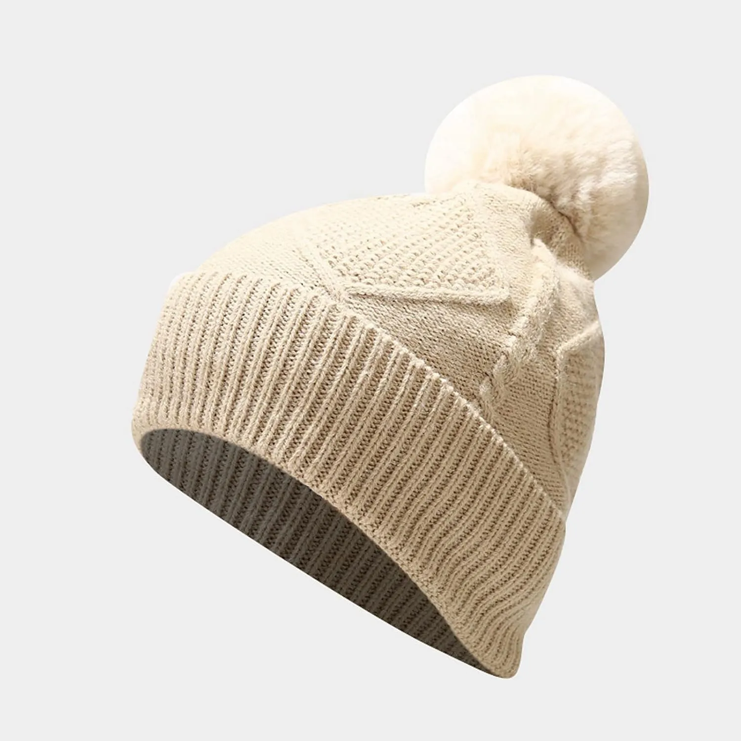 3pcs Men Women Winter Warm Knitted Caps Windproof Cycling Skiing Knit Hat Scarf Gloves Sets