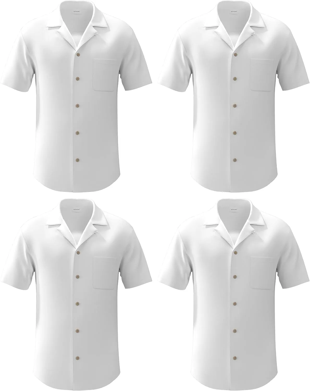 4 Pack - Mens Short Sleeve Button Down Shirts – Wrinkle Free, Muscle Fit, Stylish Casual