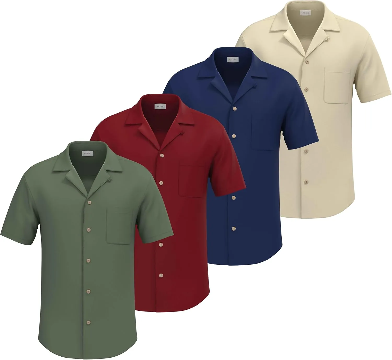 4 Pack - Mens Short Sleeve Button Down Shirts – Wrinkle Free, Muscle Fit, Stylish Casual