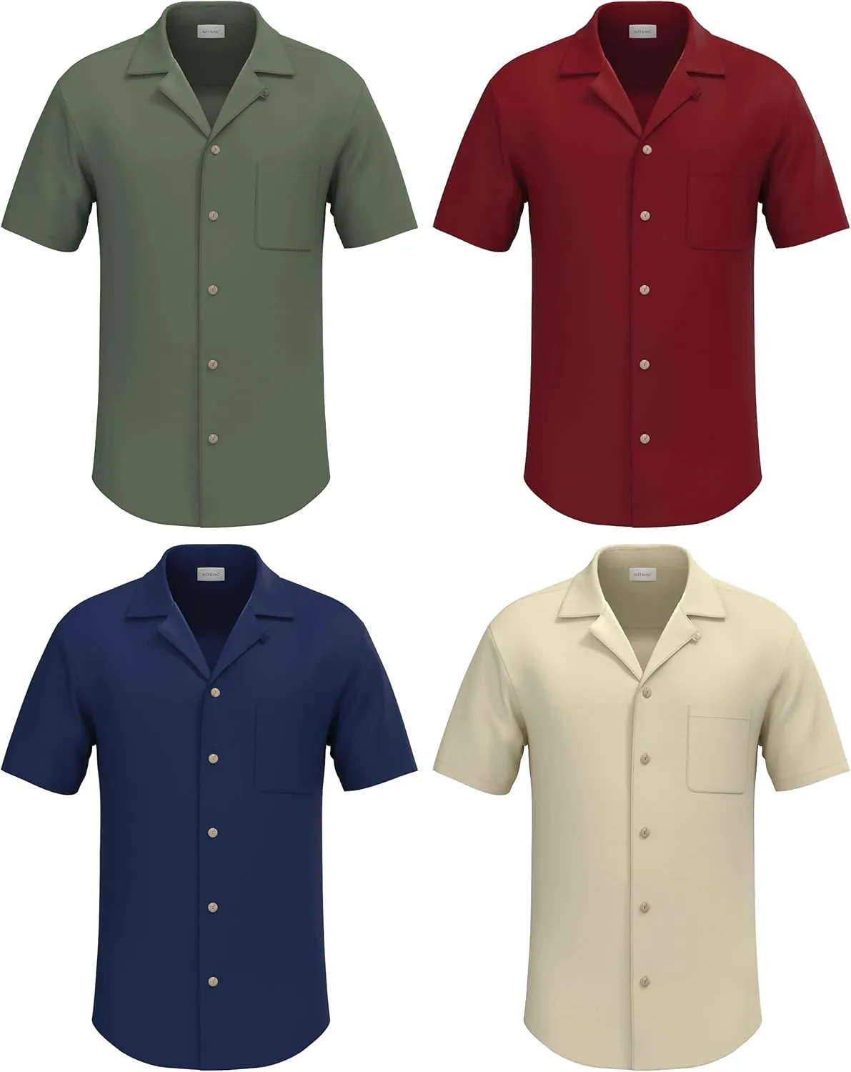 4 Pack - Mens Short Sleeve Button Down Shirts – Wrinkle Free, Muscle Fit, Stylish Casual