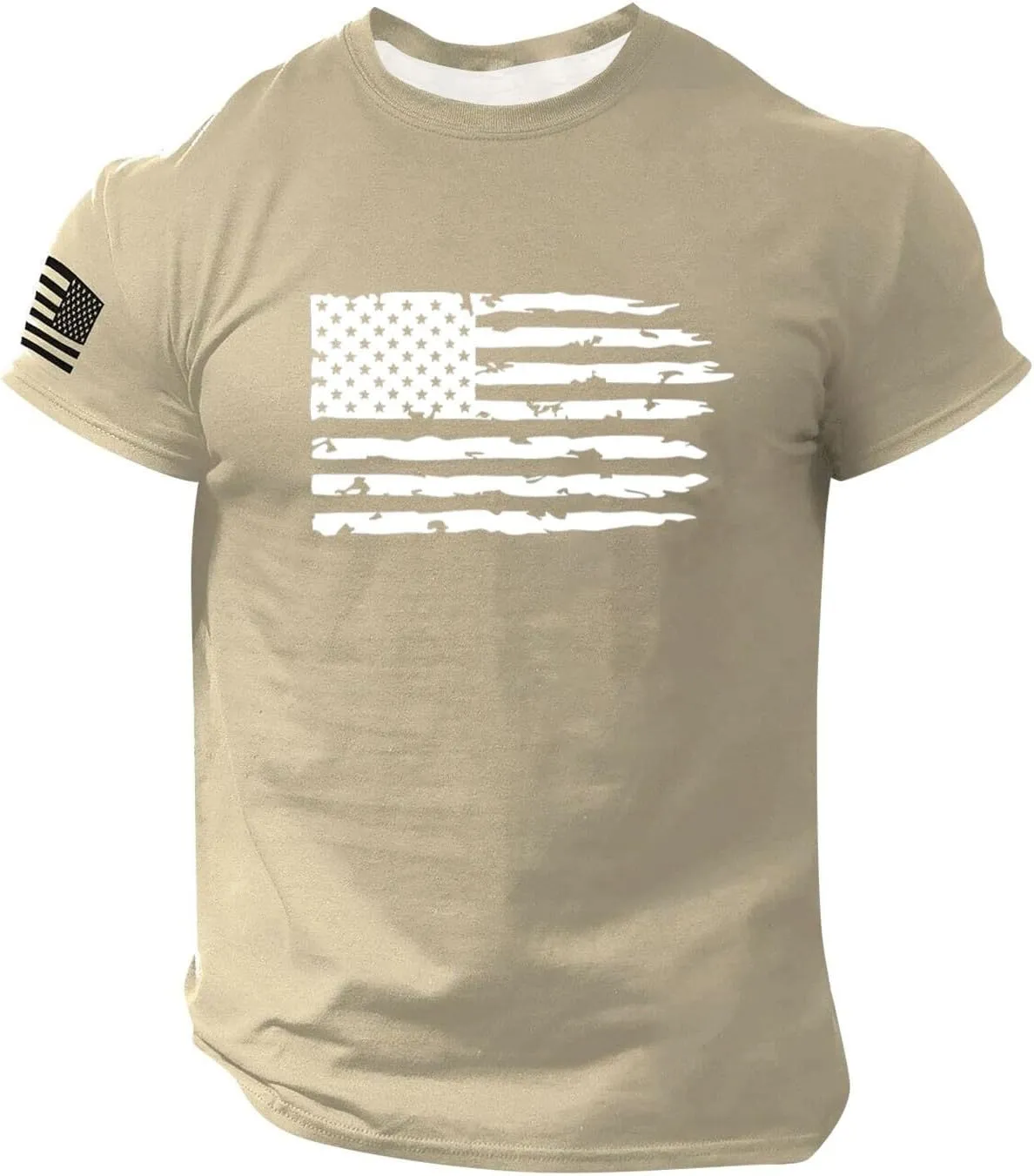4th of July Shirt for Men Summer American Flag Graphic Printed Crew Neck Short Sleeve Tee Fitted Workout Going Out Top