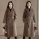 5374036 STORE - Original 2024 Winter Office Lady Belt Women Long Winter Wool Blend Coat Turn-Down Collar Wool Coat and Jacket Loose Solid Outerwear