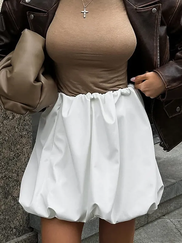 A-Line Loose Elasticity Pleated Solid Color Skirts Bottoms
