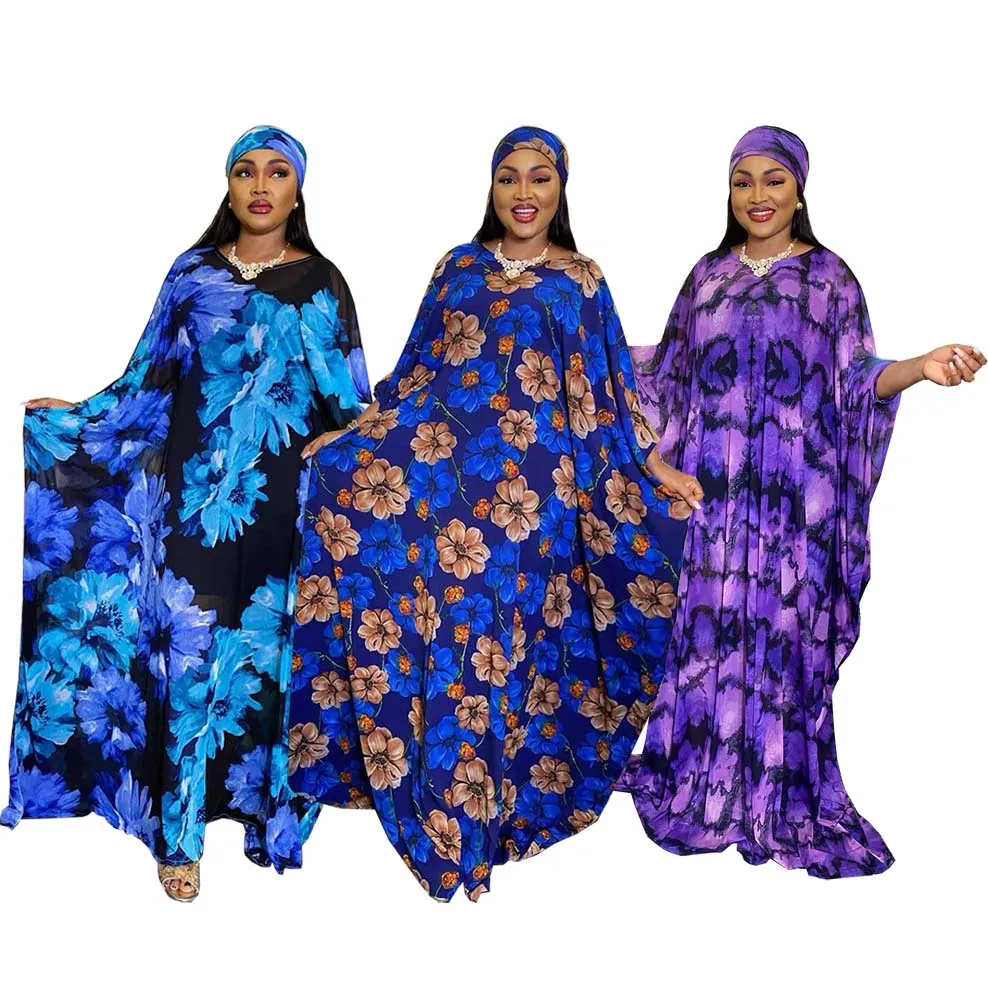 Abaya Ladies Plus Size Print Loose Long Maxi Dresses