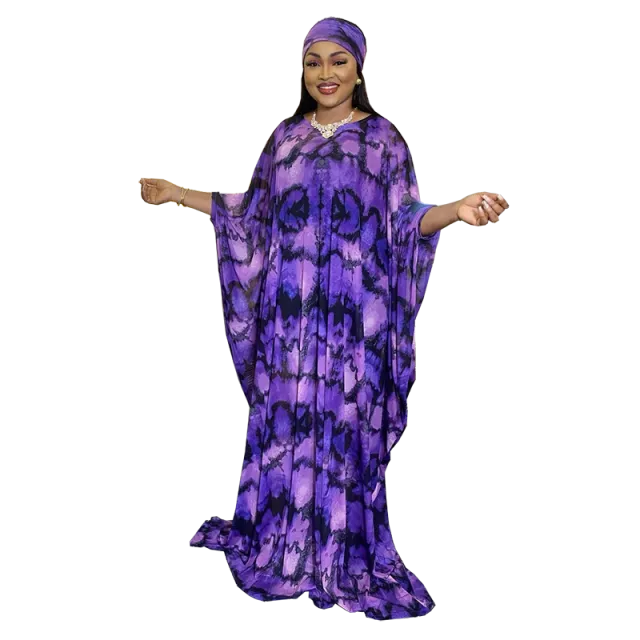 Abaya Ladies Plus Size Print Loose Long Maxi Dresses