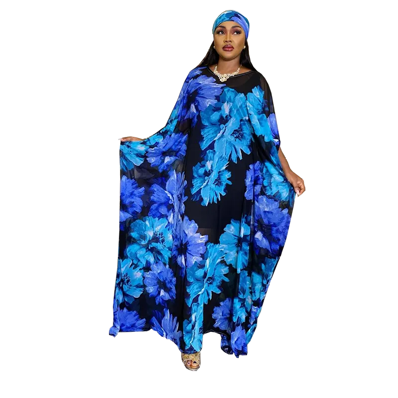 Abaya Ladies Plus Size Print Loose Long Maxi Dresses