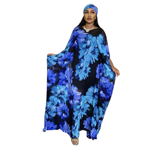 Abaya Ladies Plus Size Print Loose Long Maxi Dresses