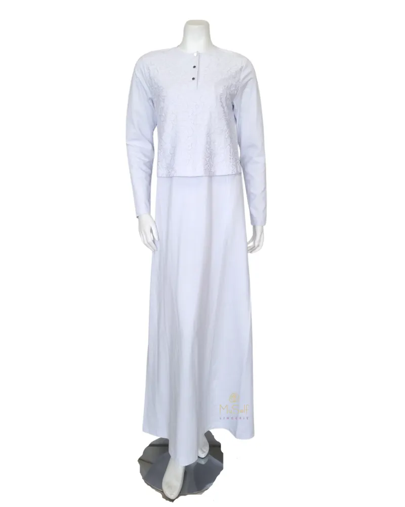 ADN1828 Lace Insert White Cotton Nursing Nightgown