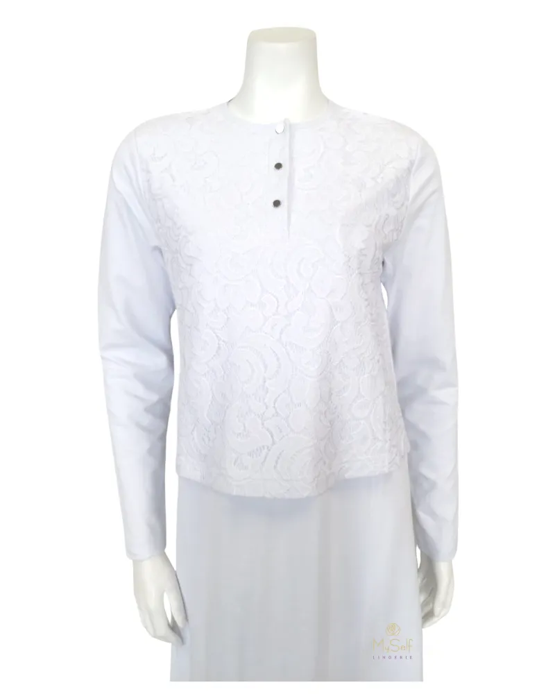 ADN1828 Lace Insert White Cotton Nursing Nightgown