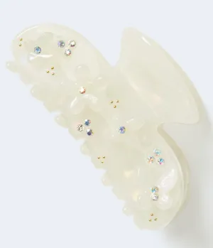 Aeropostale Womens' Rhinestone Floral Claw Hair Clip -  - Size One Size - Cotton - Teen Fashion & Clothing White