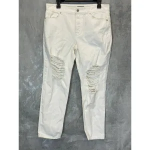 AFRM Women's White Luisa Distressed High-Rise Ankle Crop Skinny Denim Jeans SZ28