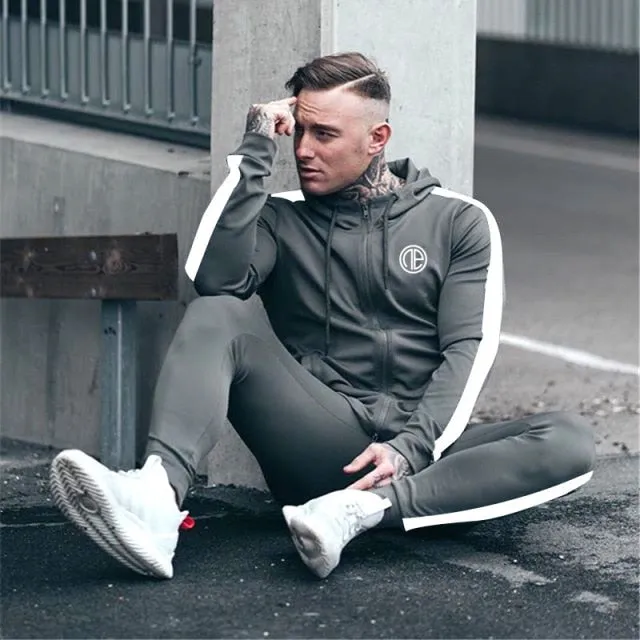 Aidase Men's Jogging Tracksuit Sports Suit Running Set Men Long Sleeve Jacket Sweatpants Gym Wear Fitness Sweatshirt Pants 2pcs/set