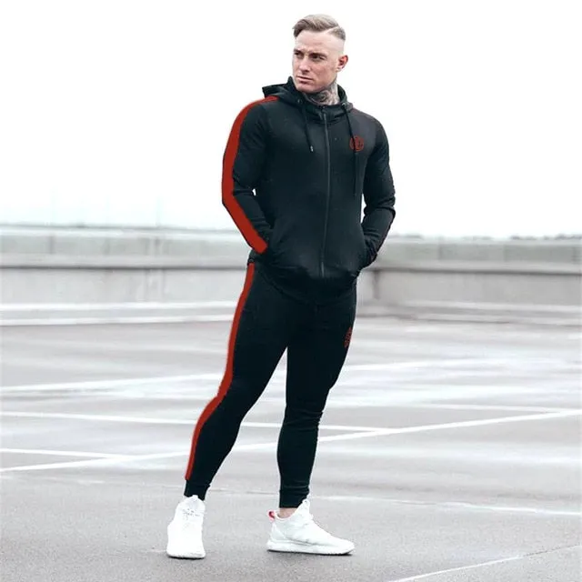 Aidase Men's Jogging Tracksuit Sports Suit Running Set Men Long Sleeve Jacket Sweatpants Gym Wear Fitness Sweatshirt Pants 2pcs/set