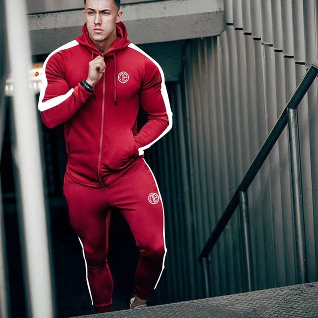 Aidase Men's Jogging Tracksuit Sports Suit Running Set Men Long Sleeve Jacket Sweatpants Gym Wear Fitness Sweatshirt Pants 2pcs/set