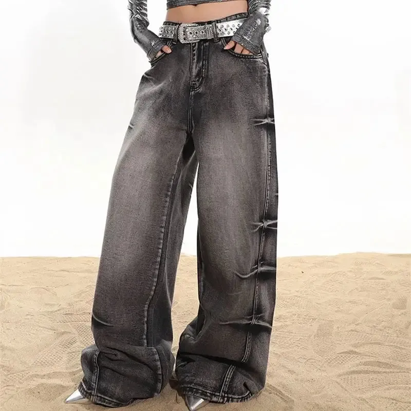 Aiertu Women's Jeans Baggy Harajuku Denim Trousers Y2k Japanese 2000s Style Wide Jean Pants Vintage 2000s Trashy Oversize Clothes 2024
