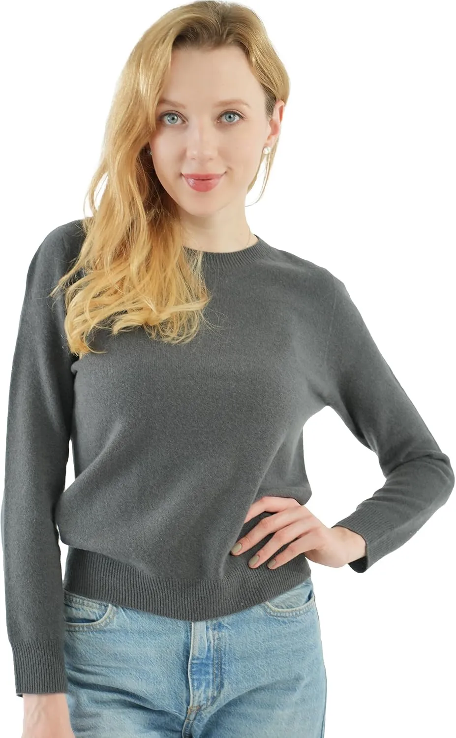 AIGE Women's Crew-Neck Oversized Fall Winter Warm 100% Pure Wool Long Warm Soft Pullover Sweater Tops Best for Winters