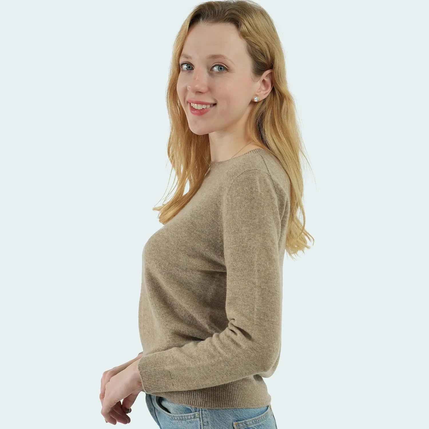 AIGE Women's Crew-Neck Oversized Fall Winter Warm 100% Pure Wool Long Warm Soft Pullover Sweater Tops Best for Winters