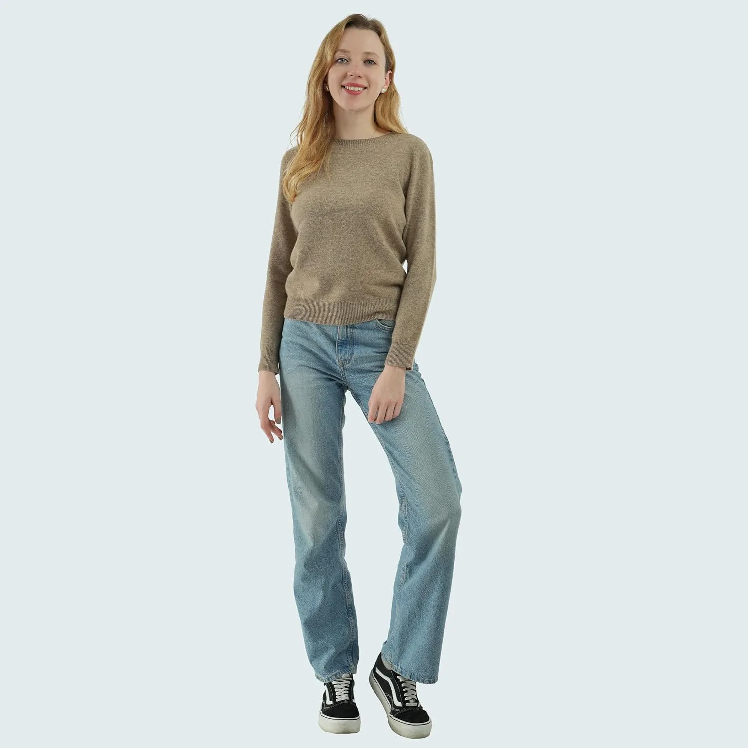 AIGE Women's Crew-Neck Oversized Fall Winter Warm 100% Pure Wool Long Warm Soft Pullover Sweater Tops Best for Winters
