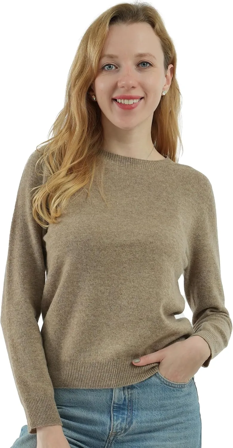 AIGE Women's Crew-Neck Oversized Fall Winter Warm 100% Pure Wool Long Warm Soft Pullover Sweater Tops Best for Winters