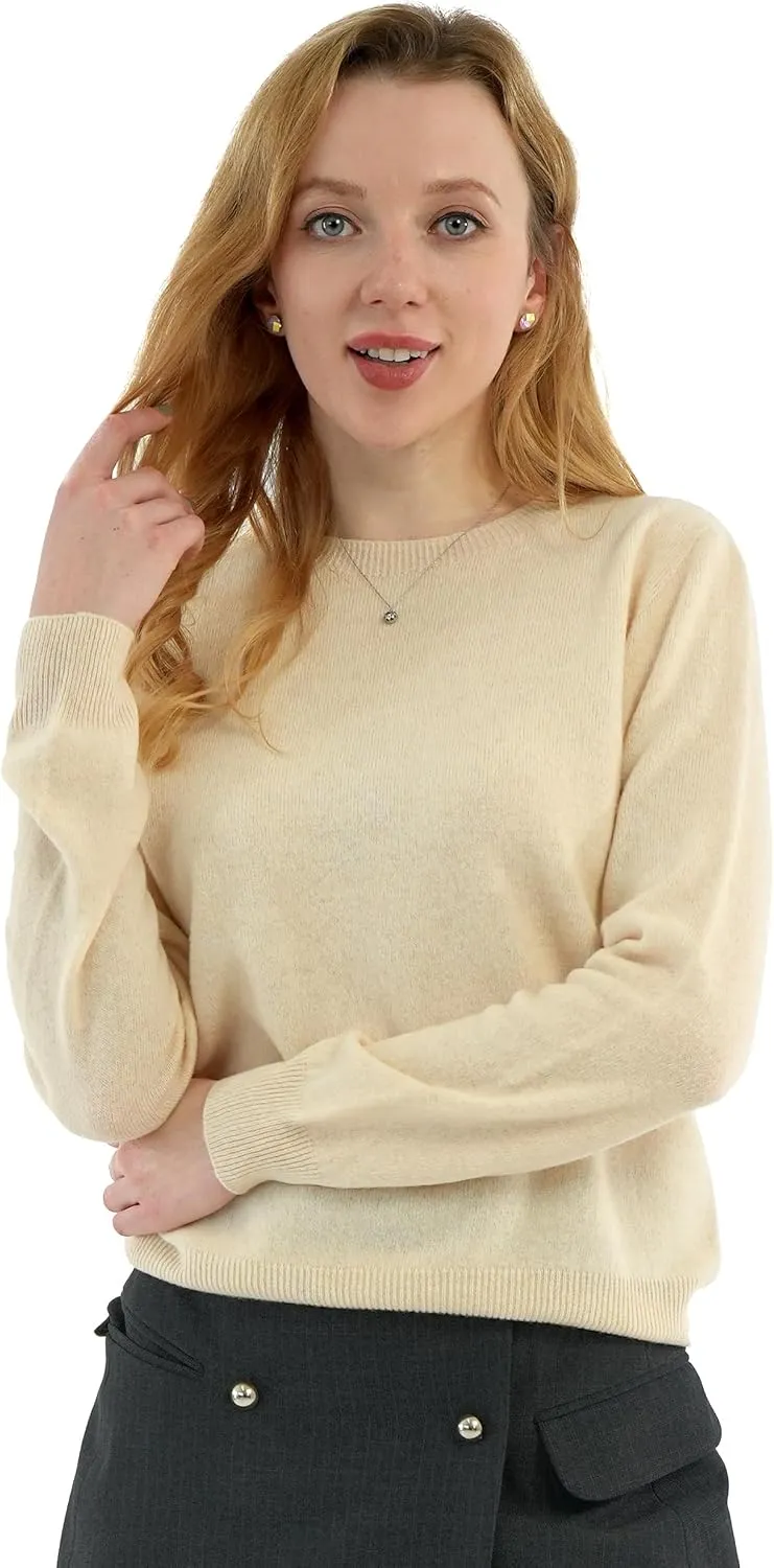 AIGE Women's Crew-Neck Oversized Fall Winter Warm 100% Pure Wool Long Warm Soft Pullover Sweater Tops Best for Winters
