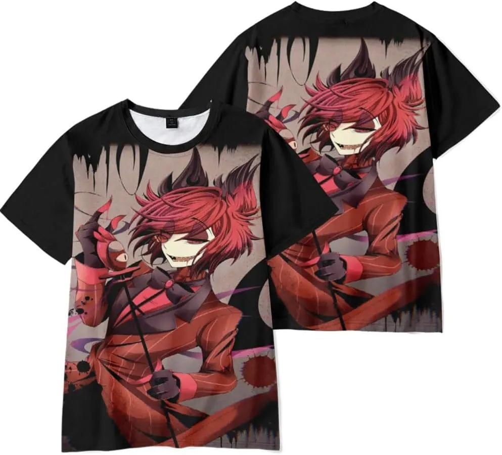 Alastor Cosplay Shirts Crew Neck Short Sleeve T Shirts Printed Tees