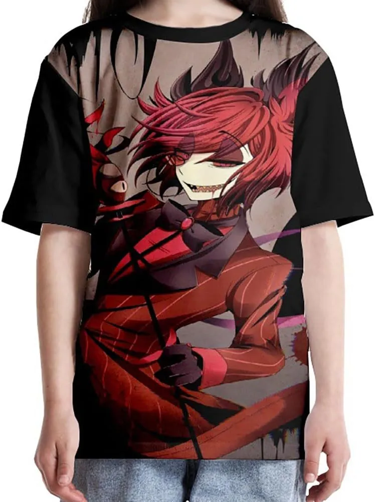 Alastor Cosplay Shirts Crew Neck Short Sleeve T Shirts Printed Tees