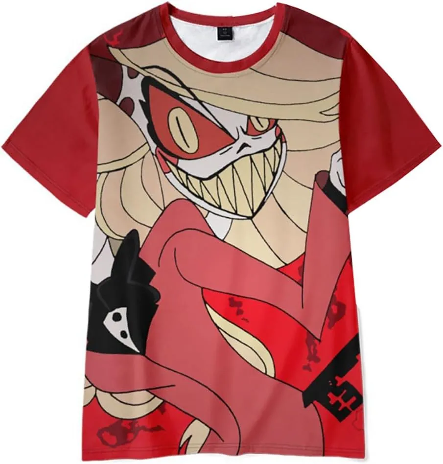 Alastor Cosplay Shirts Crew Neck Short Sleeve T Shirts Printed Tees