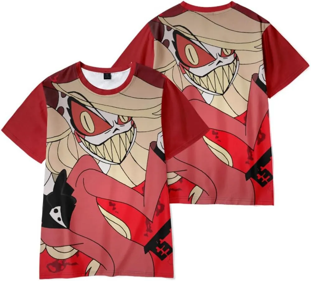 Alastor Cosplay Shirts Crew Neck Short Sleeve T Shirts Printed Tees