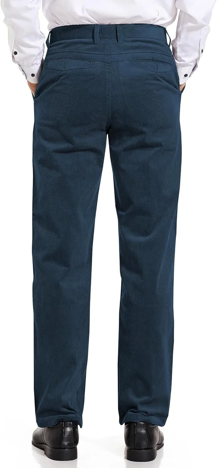 Alimens & Gentle Men's Corduroy Pant Straight Fit Flat-Front Casual Chino Pants