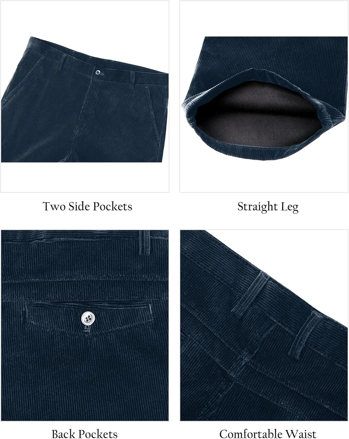 Alimens & Gentle Men's Corduroy Pant Straight Fit Flat-Front Casual Chino Pants