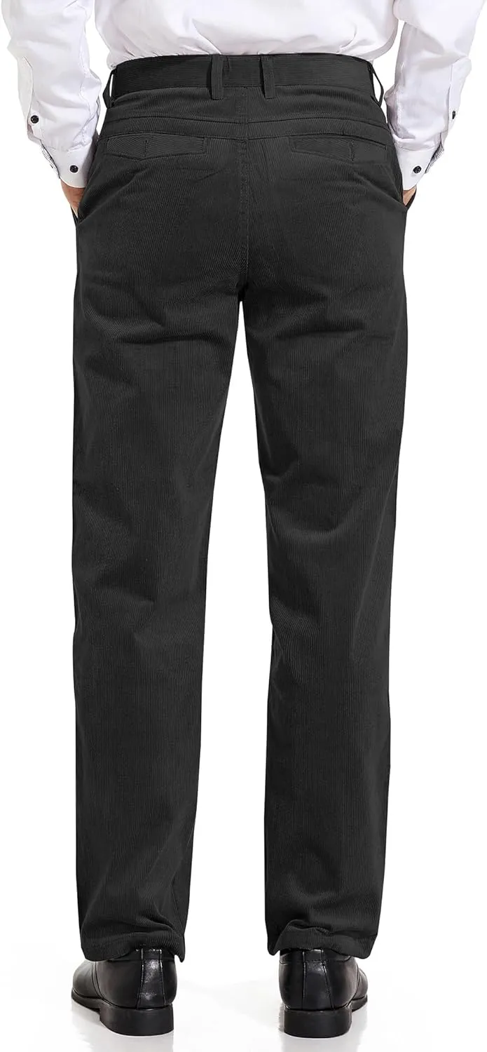 Alimens & Gentle Men's Corduroy Pant Straight Fit Flat-Front Casual Chino Pants