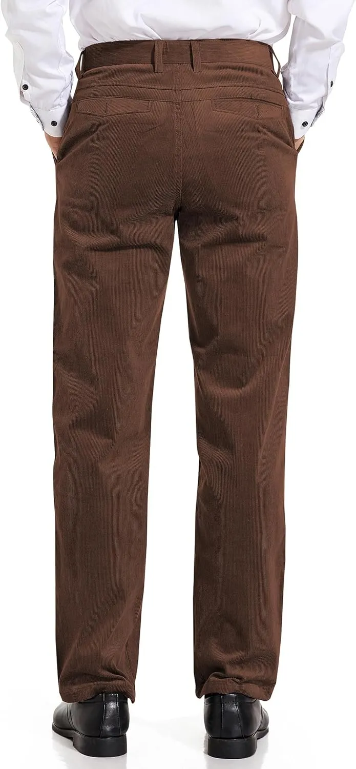 Alimens & Gentle Men's Corduroy Pant Straight Fit Flat-Front Casual Chino Pants