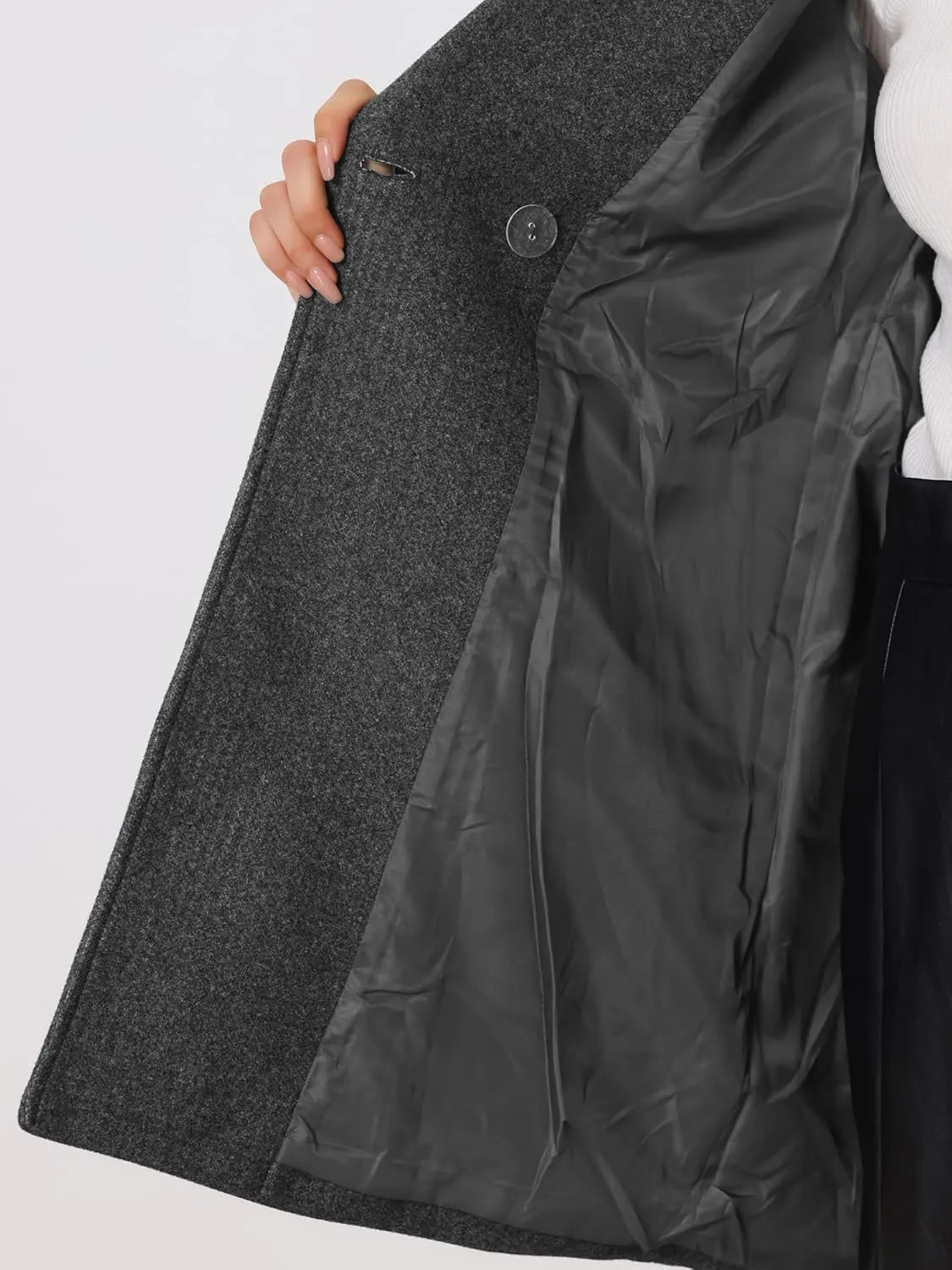 Allegra K Women's Notched Lapel Double Breasted Raglan Winter Coats