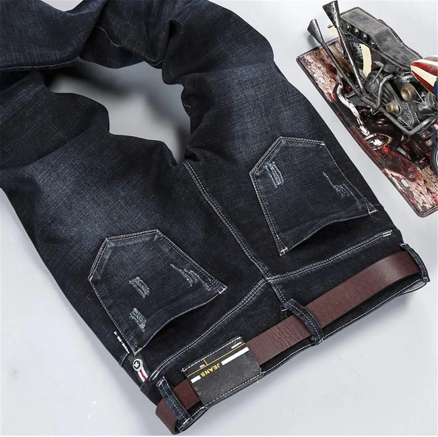 Andongnywell Men's Stretch Denim Jeans Relaxed Fit Straight Leg Jeans Regular Classic Jeans for Men