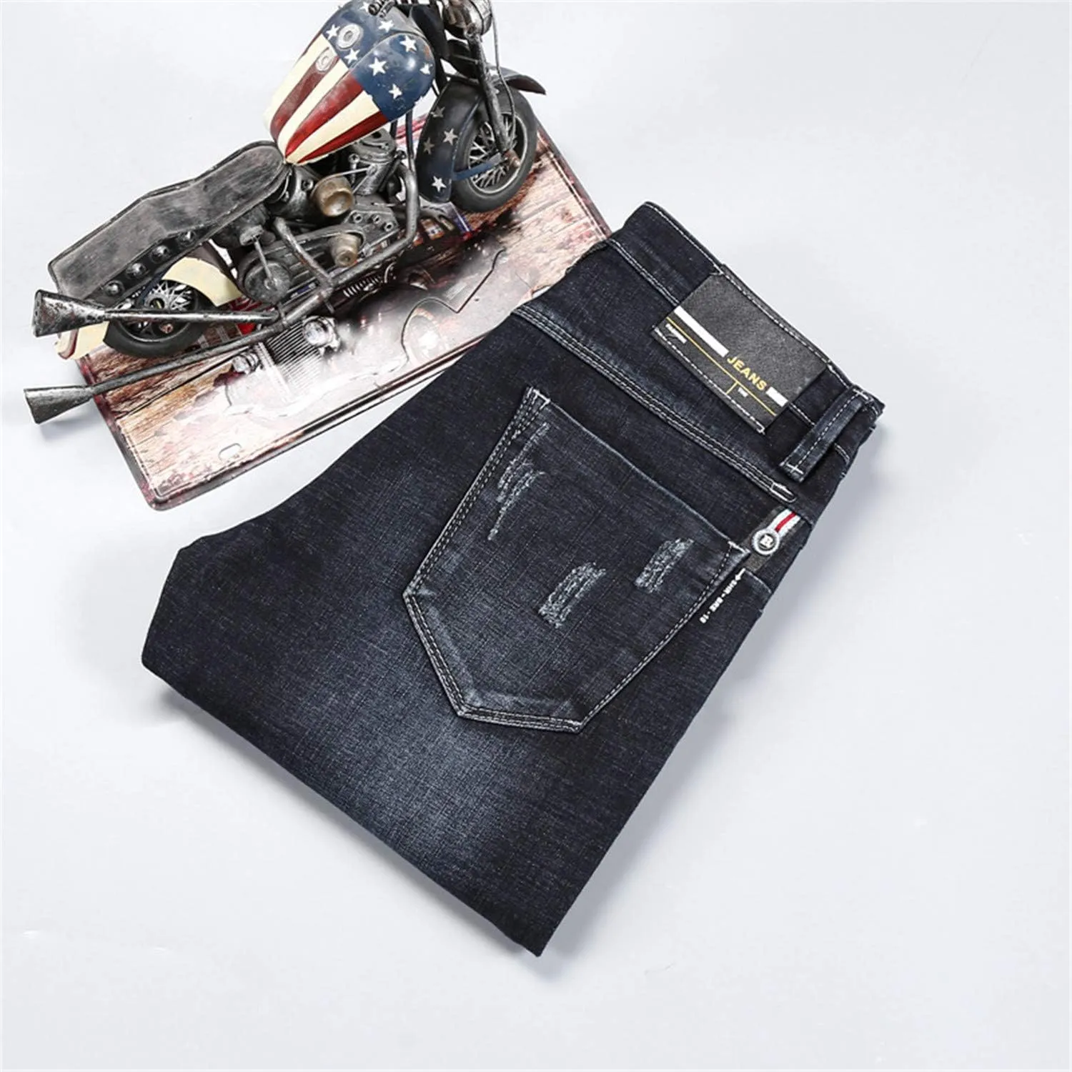 Andongnywell Men's Stretch Denim Jeans Relaxed Fit Straight Leg Jeans Regular Classic Jeans for Men