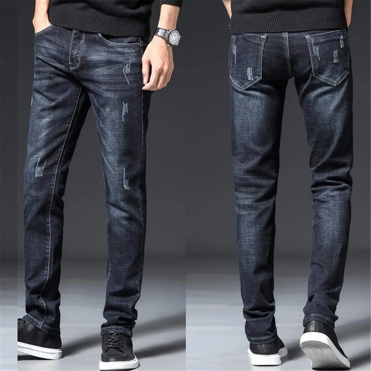 Andongnywell Men's Stretch Denim Jeans Relaxed Fit Straight Leg Jeans Regular Classic Jeans for Men