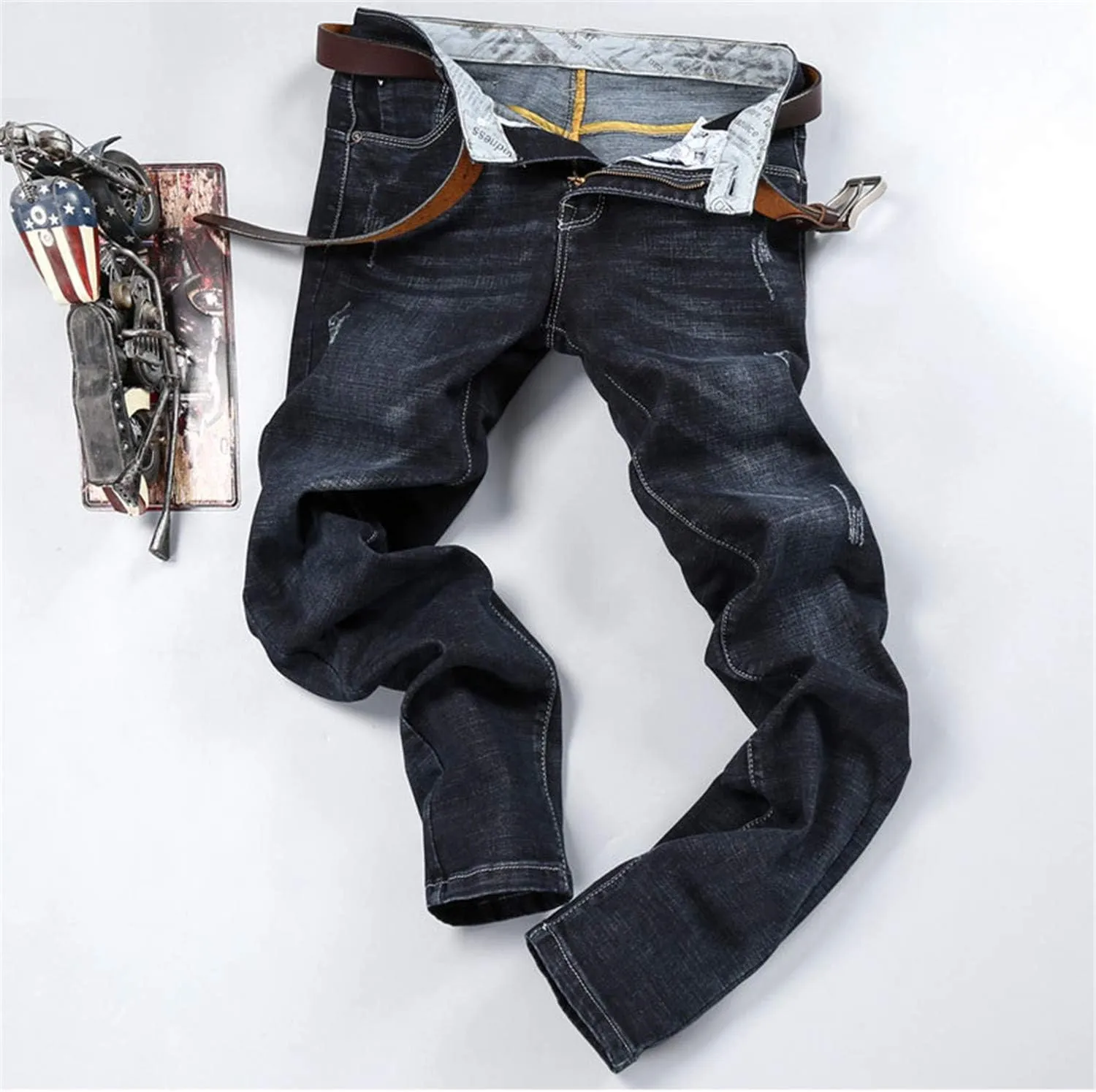 Andongnywell Men's Stretch Denim Jeans Relaxed Fit Straight Leg Jeans Regular Classic Jeans for Men