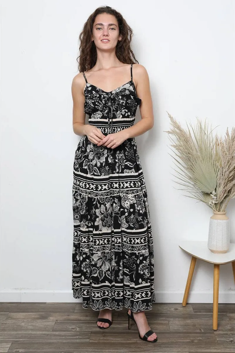 Angie Maxi Dress With Ruffle Detail & Elastic Waist