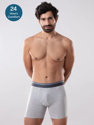 Anti Odor Cotton Tencel Cooling Boxer Brief - Lt Grey Melange