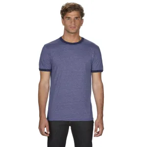 Anvil Men's Heather Blue/True Navy Lightweight Ringer T-Shirt
