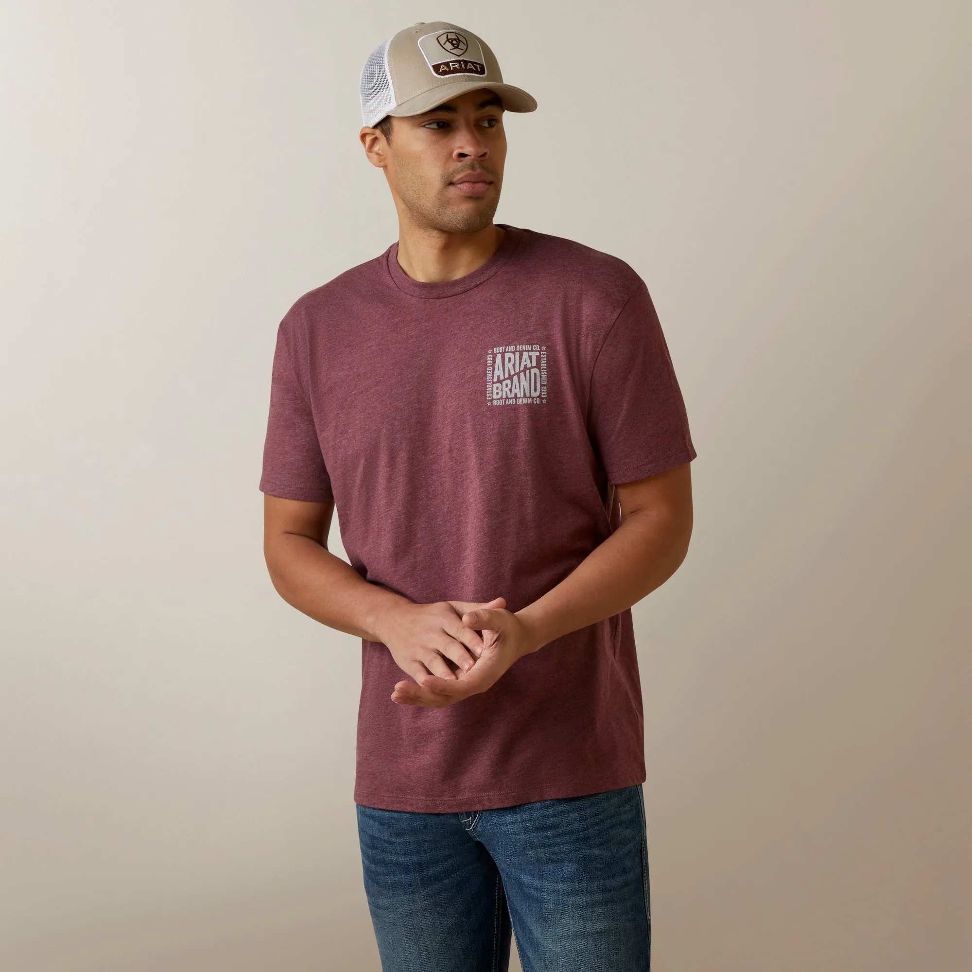 Ariat Men's Curve Ball T-Shirt, Burgundy Heather