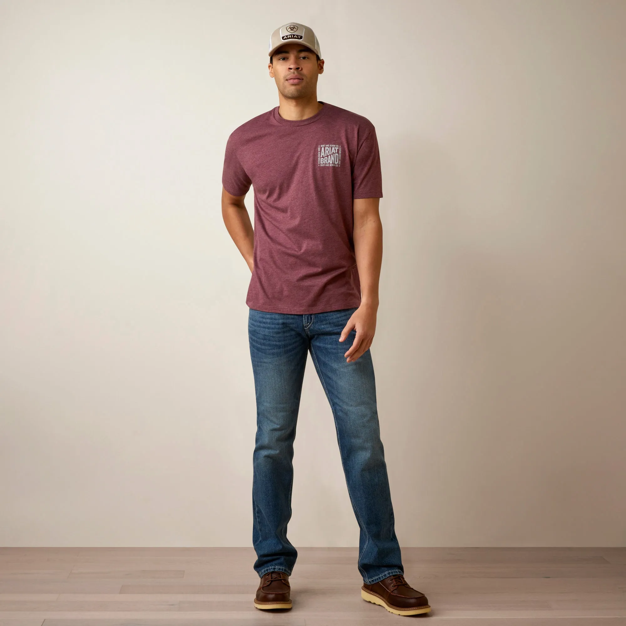 Ariat Men's Curve Ball T-Shirt, Burgundy Heather