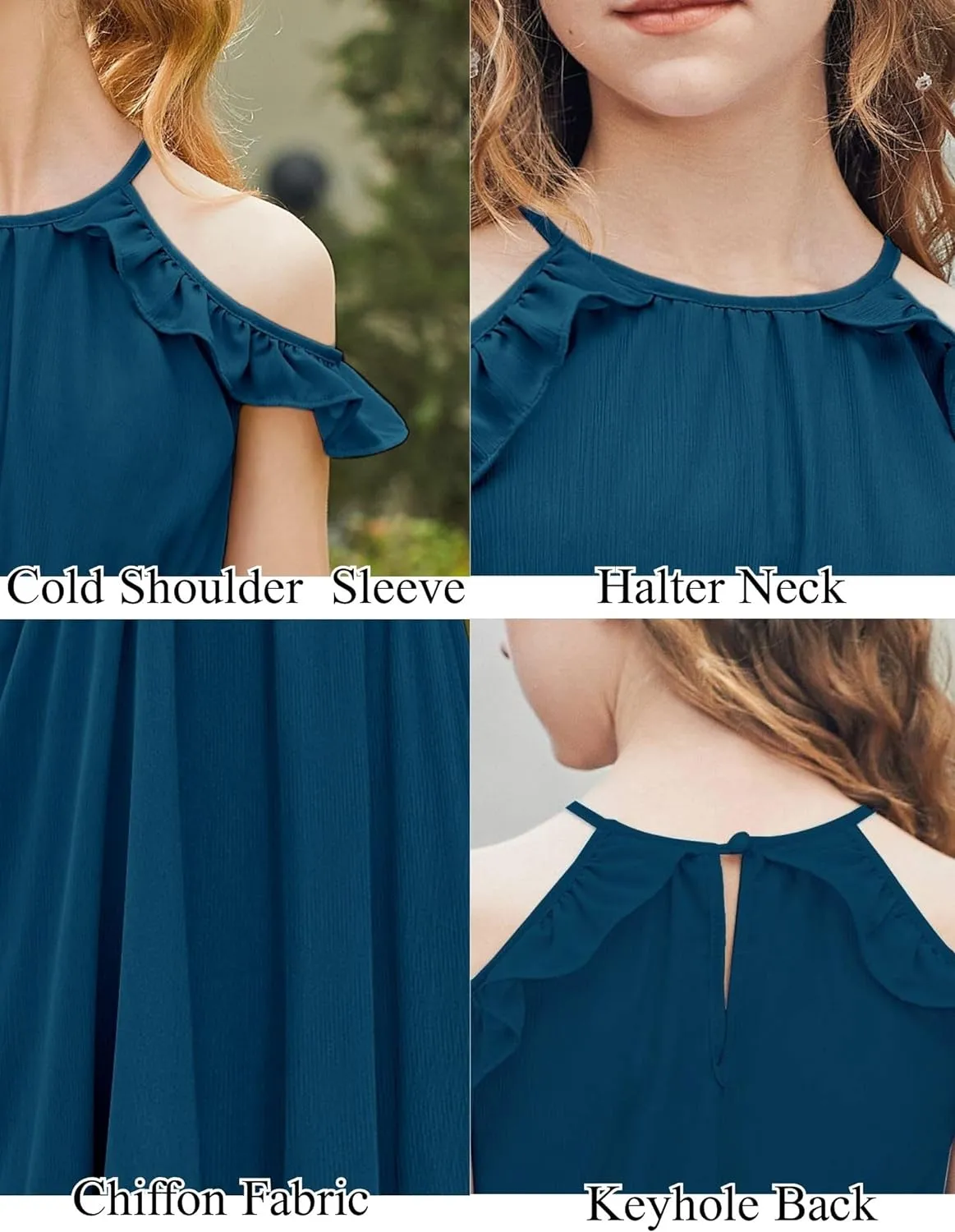 Arshiner Girls Summer Dress Casual Halter Neck Cold Shoulder Sundress